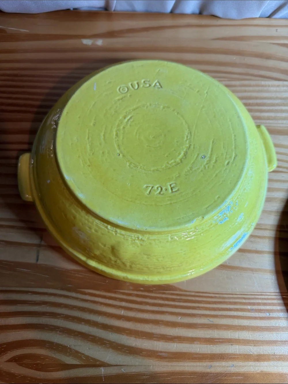 Vintage USA Pottery Yellow Casserole Dish Bowl & Brown Drip Lid 72-E